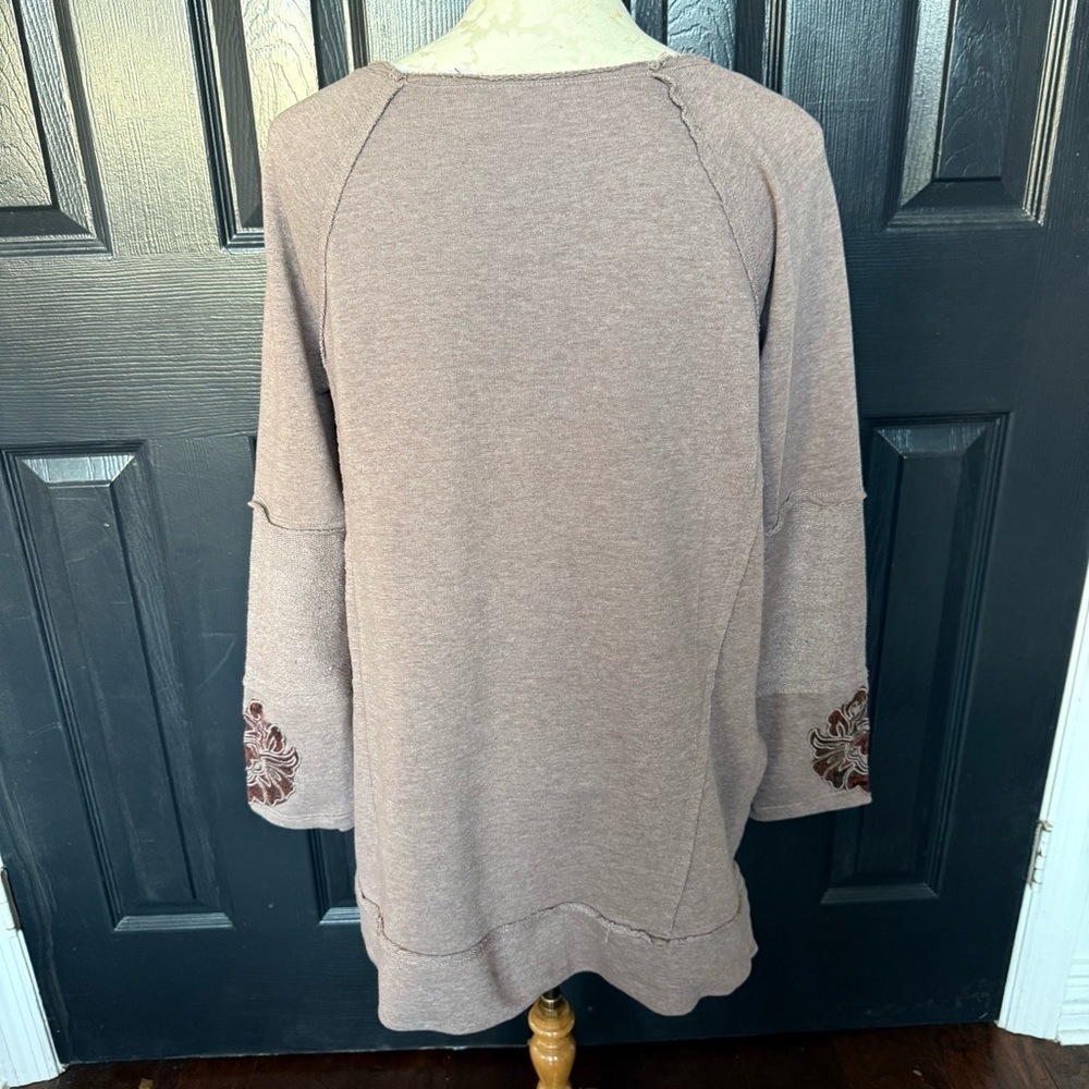 Soft Surroundings‎ Sweater Appliqué Womens Maroon Fleece Pullover L - Picture 7 of 9